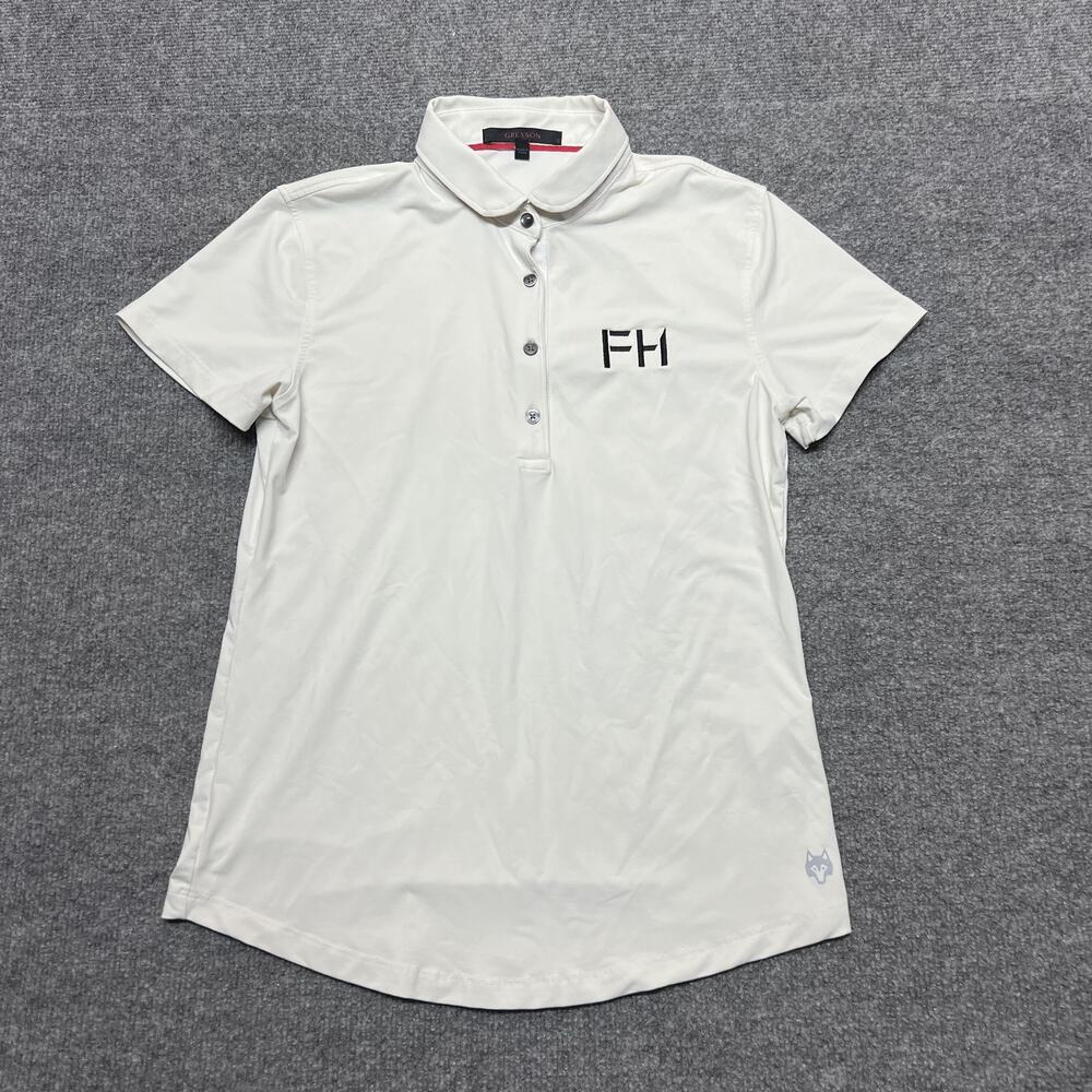 Greyson Polo Shirt Womens Small White Short Sleeve FH Logo Golf Performance Top